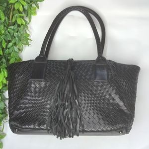 Chic Black Braided Tote Bag